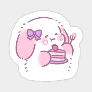 Pink bunny eat a cake Magnet