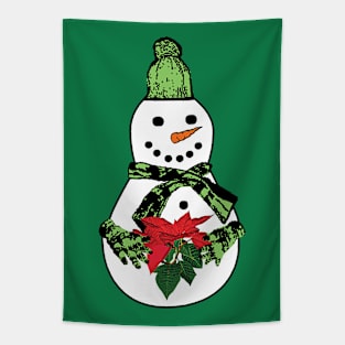 Poinsettias - Christmas Snowman Tapestry