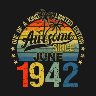 Vintage 80 Years Old June 1942 Decorations 80th Birthday T-Shirt