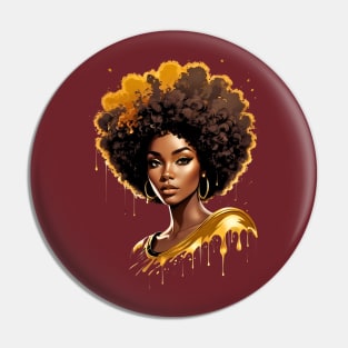 Black Woman retro vintage Afro design Pin
