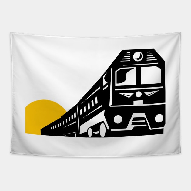 Diesel Train Front  Retro Tapestry by retrovectors