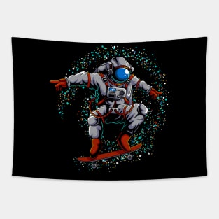 astronaut skate board outer space Tapestry