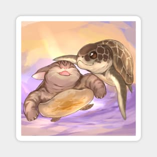 Sea Turtle and Cat Magnet