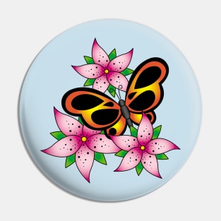 Butterfly Flowers Pin