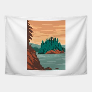Isle Royale National Park and of islands in Lake Superior Michigan United States WPA Poster Art Color Tapestry