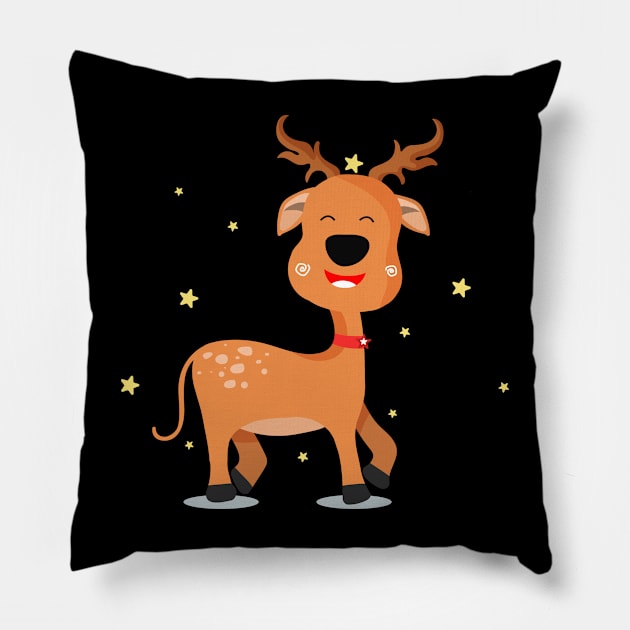 Reindeer Christmas Pillow by Clothes._.trends