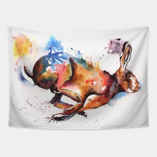 Splash and Dash running hare painting Tapestry