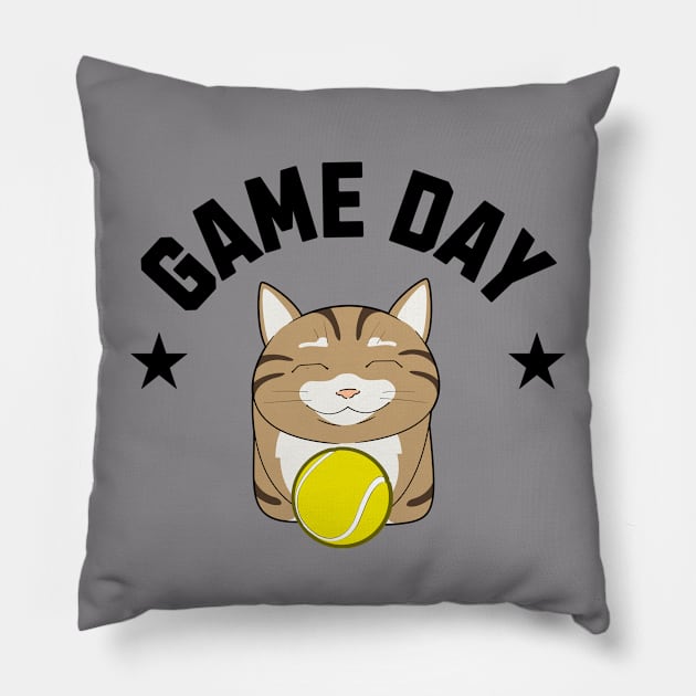 Tennis Cat Game Day Pillow by Middle of Nowhere