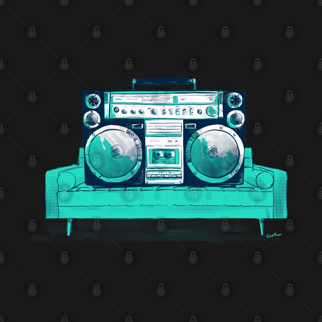 Big Boom Box on Couch – Retro Hip Hop by TheCore