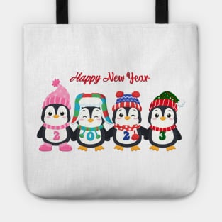Happy new year penguins Tote