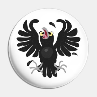 Funny crazy crow raven cartoon illustration Pin