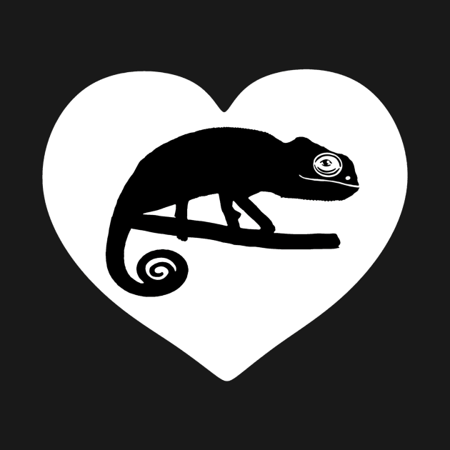 White Cute Chameleon Heart for Chameleon Lovers by Mochi Merch