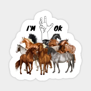 Full Of Horses I’m Ok Funny Horses Lover Magnet