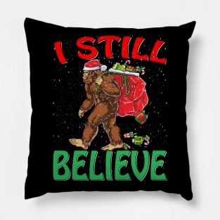 Bigfoot Sasquatch Yeti Believe santa hat Christmas Pajamas T-Shirt Pillow