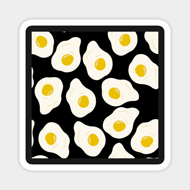 Fried eggs black Magnet by Kimmygowland