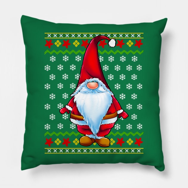 Santa Claus Gnome Ugly Christmas Sweater Pillow by E