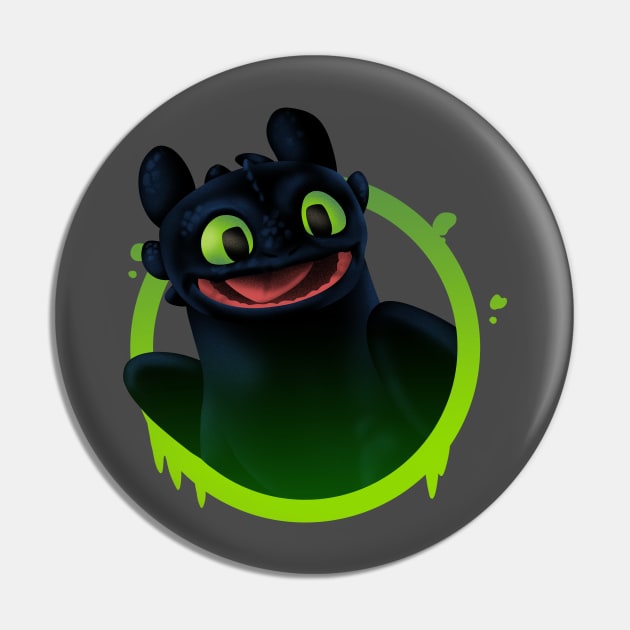Happy Toothless Dragon Pin by Digital Magician