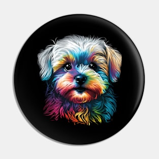 Colorful Maltese Pop Art Puppy Dog Face Pin