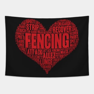 Fencing Heart Saber Epee Fence Gift graphic Tapestry