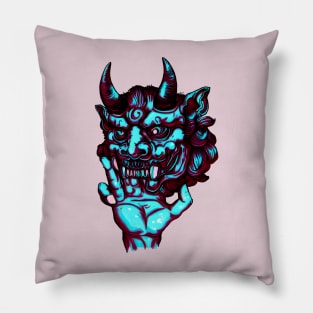 Japanese oni mask weirdcore Pillow