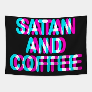 SATAN AND COFFEE - FUNNY TRIPPY 3D SATANIC OCCULT Tapestry