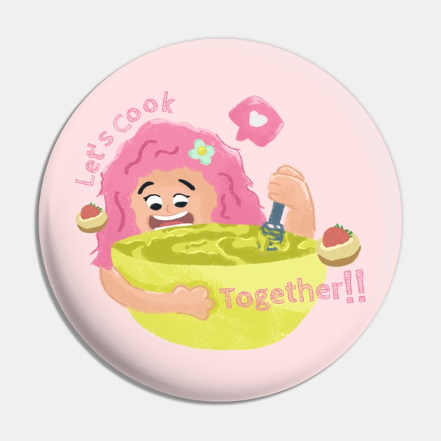 Lets Cook Together Design T-Shirt Pin by fandriasiswara