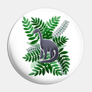 Dinosaur & Leaves - Jungle Green Pin