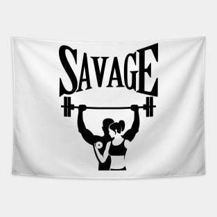 Savage Gym Lovers Fitness Quote Tapestry