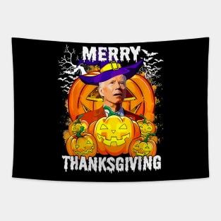 Merry Thanksgiving Joe Biden Halloween Pumpkin Spooky Season Tapestry