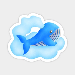 Blue whale blowing cloud.Flying with cloud. Magnet