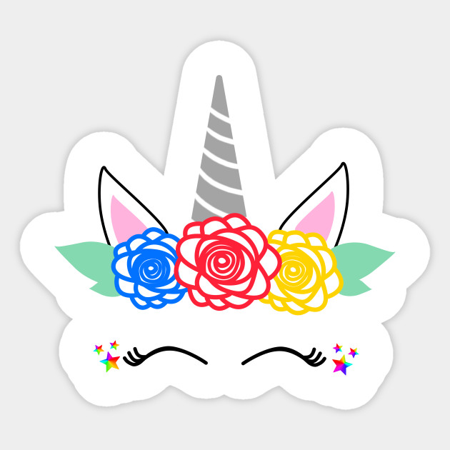 Rainbow Unicorn Face Unicorn Face Sticker Teepublic