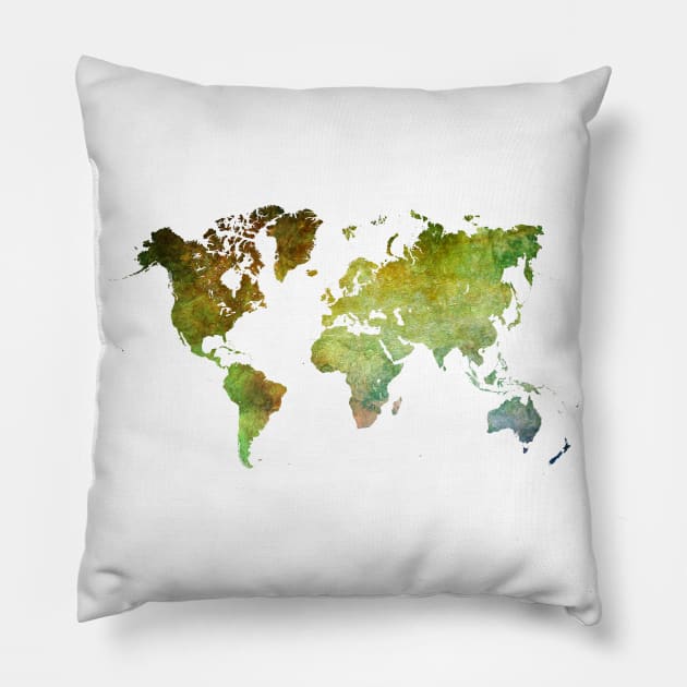 world map green Pillow by JBJart