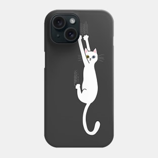 Funny White Cat Hanging On Phone Case