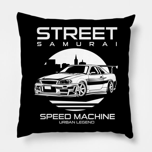 street samurai racer Pillow by beanbeardy