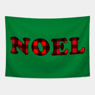 'Noel' Phrase in Buffalo Plaid Tapestry