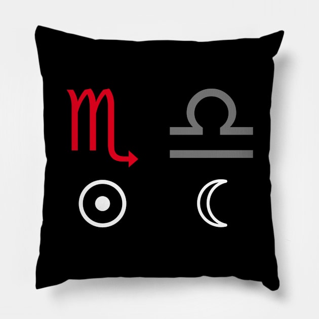 Scorpio Sun Libra Moon Zodiac Sign Pillow by Horosclothes