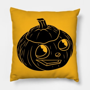 Cute Happy Halloween Jack O' Lantern Black Silhouette Pillow