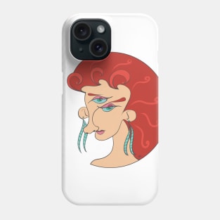 woman with red hair and earrings Phone Case