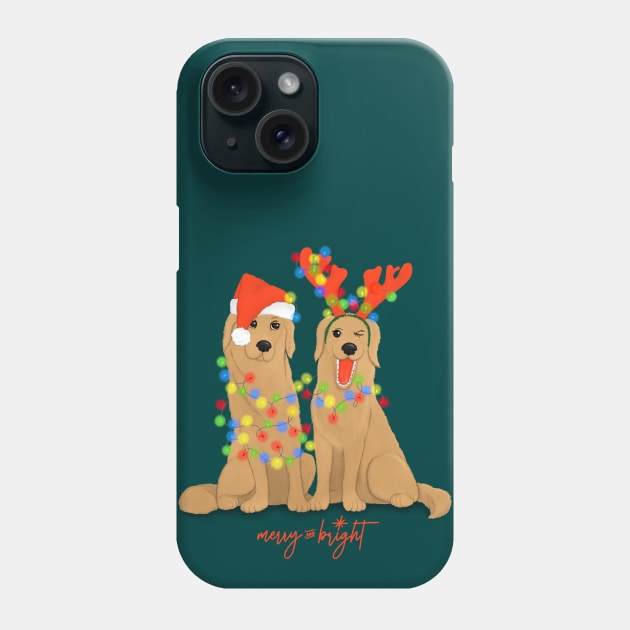 Christmas dogs, Illustrated golden retrievers Phone Case by illograph