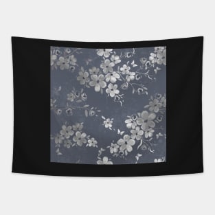 Dark Gray Floral Pattern Tapestry