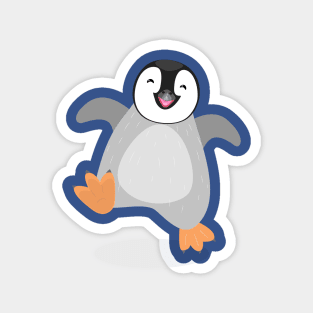 Cute happy emperor penguin chick dancing cartoon Magnet