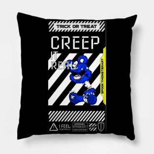 Halloween bear blue on day of the Dead Pillow