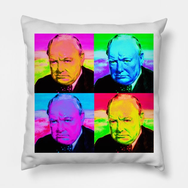 Pop Art - Winston Churchill Pillow by Naves