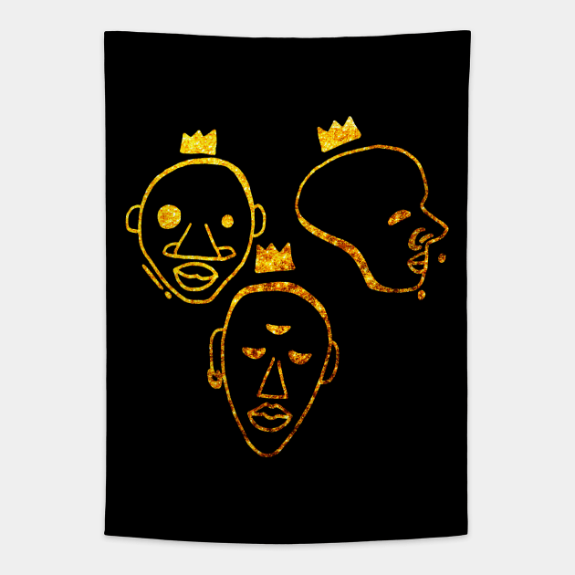 Gold Wise Ones Tapestry by kenallouis