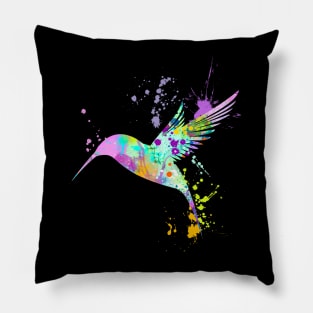 Hummingbird Gift, Humming Birds, Love Birds, Bird Art, Watercolor Splash, Unqiue, Splatter Splash Pillow