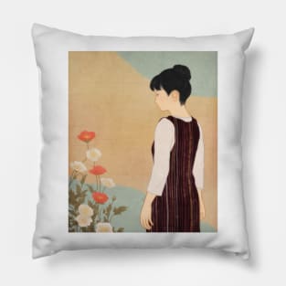 poppies and a woman Pillow