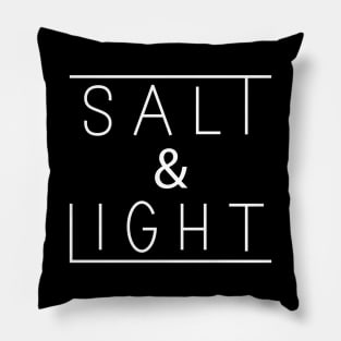 Salt and Light White Text Design Pillow