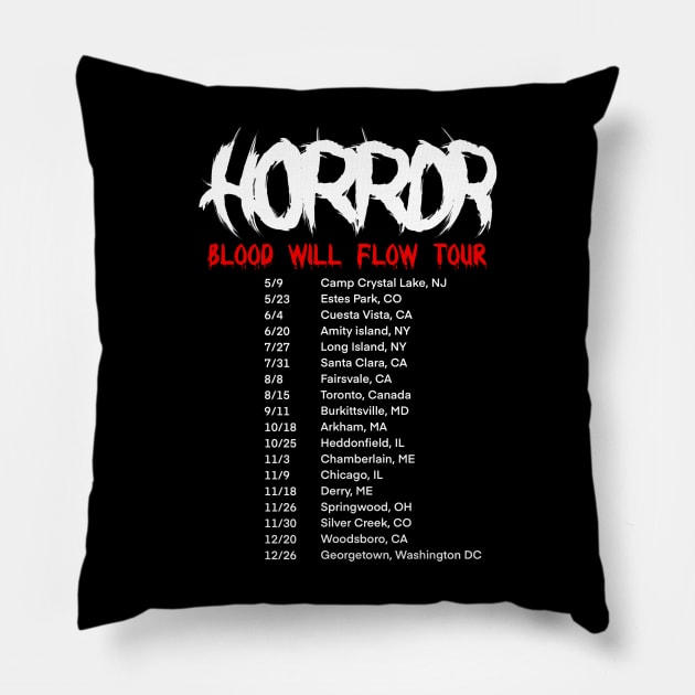 Horror Movie Tour Shirt Pillow by joefixit2