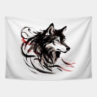 Chinese Style Ink Wolf Tapestry