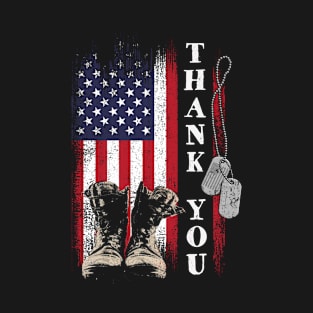Thank You Verteran Day T-Shirt American Flag Veteran Gift T-Shirt